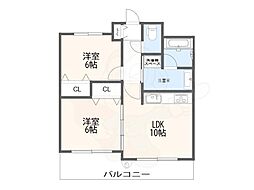 プレファシオ平野 2LDKの間取図画像