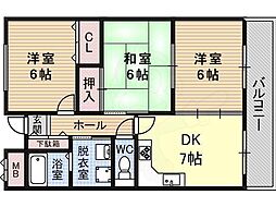 パラシオン平野 2SDKの間取図画像