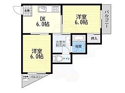 ローズハイツ 2DKの間取図画像