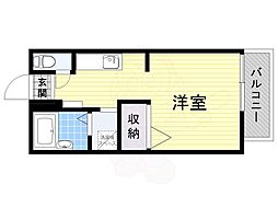 カネマスロイヤルコートC棟 ワンルームの間取図画像