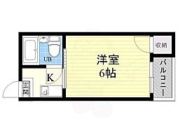 プレアール平野西 1Kの間取図画像