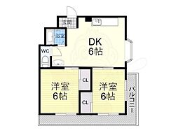 ロンドンハイツ平野 2LDKの間取図画像