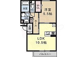 カーサポポラーレ 1LDKの間取図画像