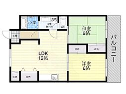 グランドハイツタカノ 2LDKの間取図画像