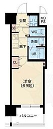 スプランディッド天王寺3 1Kの間取図画像