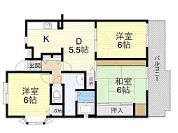 UR都市機構エステート南平野 3DKの間取図画像