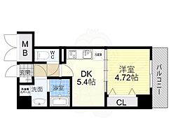 EST喜連瓜破 1DKの間取図画像