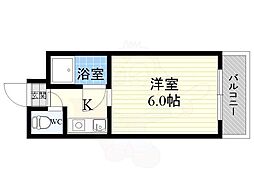 パールハイム駒川 1Kの間取図画像