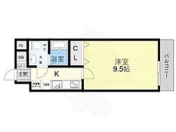 Jino平野 1Kの間取図画像