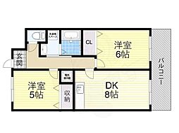 メゾンespoir 2DKの間取図画像