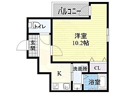 フジパレス駒川中野2番館 1Kの間取図画像