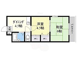 キッポー平野加美 2DKの間取図画像