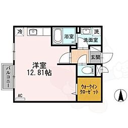 ヴィーブル和みB ワンルームの間取図画像