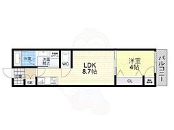 わいわいハウス平野 1LDKの間取図画像