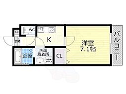 エステイトE長吉川辺 1Kの間取図画像