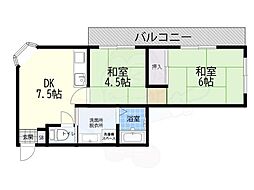 サンライズハイツ 2DKの間取図画像