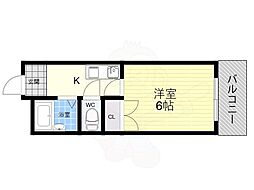 グランドール喜連 1Kの間取図画像
