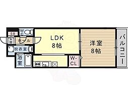 カデンツァ瓜破 1LDKの間取図画像