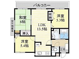 阪急京都本線 南茨木駅 徒歩19分の賃貸マンション 2階3LDKの間取り