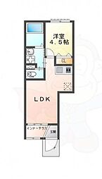 大阪モノレール本線 万博記念公園駅 徒歩27分の賃貸アパート 2階1LDKの間取り