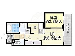 JR東海道・山陽本線 吹田駅 徒歩7分の賃貸マンション 1階1LDKの間取り