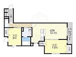 阪急京都本線 茨木市駅 徒歩5分の賃貸アパート 2階2LDKの間取り