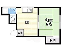 内山第三マンション 1DKの間取図画像