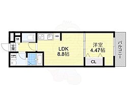 Gracias Court正雀（グラシアスコート） 1階1LDKの間取り