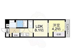 阪急京都本線 富田駅 徒歩9分の賃貸アパート 2階1LDKの間取り