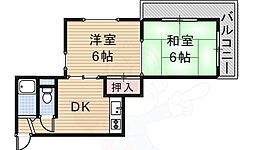 ビスタ千里丘 2DKの間取図画像