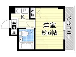 パークサイド別府 1Kの間取図画像