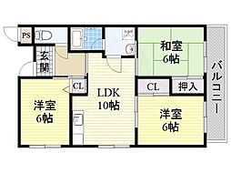 第2パークハイツ橋の内 3LDKの間取図画像
