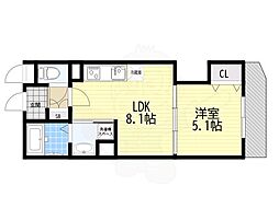 茨木市豊川4丁目アパート 1LDKの間取図画像