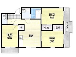 サンライズ山本 3LDKの間取図画像