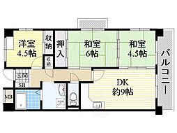 エクセレンス茨木 3DKの間取図画像