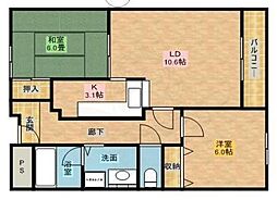 アメージング・グレイス 2LDKの間取図画像