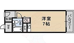美穂ケ丘サカタハイツ ワンルームの間取図画像
