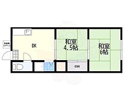 上泉ハイツ 2DKの間取図画像