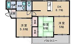 ジュネスト二番館 3LDKの間取図画像