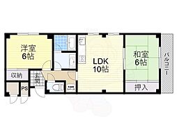 イーストコートさわらぎ 2LDKの間取図画像