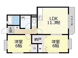 パルモア茨木 2LDKの間取図画像