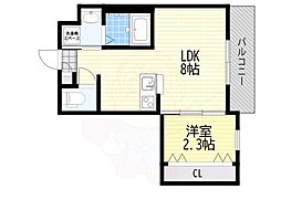 リアコート千里2 NORTH 1LDKの間取図画像