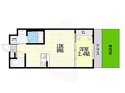 リアコート千里2 NORTH 1LDKの間取図画像