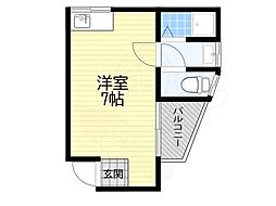 ラピス萱島 ワンルームの間取図画像