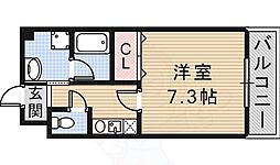 エルカーサ正雀1 1Kの間取図画像