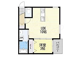 ボヌール千里丘 1LDKの間取図画像