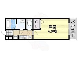 リブリ・千里丘 1Kの間取図画像