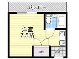 アーベインハイツ茨木 ワンルームの間取図画像
