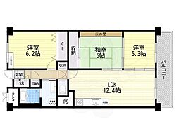 カーム淀川 3LDKの間取図画像