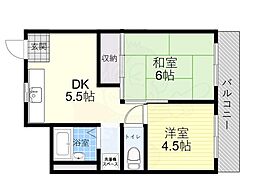 中尾ビル 2DKの間取図画像